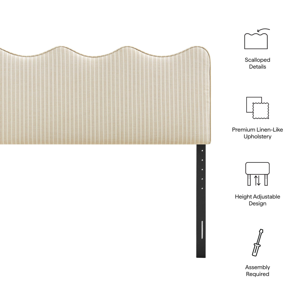 Athena Striped Fabric Upholstered King Size Headboard by Modway