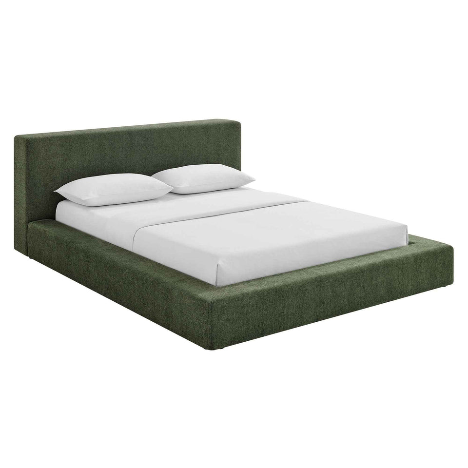 Luma Chenille Upholstered Queen Platform Bed Frame