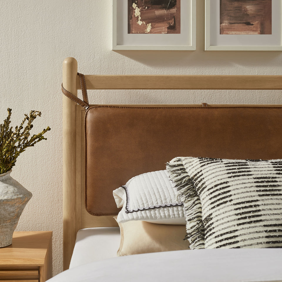 Leni Twin Size Vegan Leather and Wood Platform Bed Frame by Modway