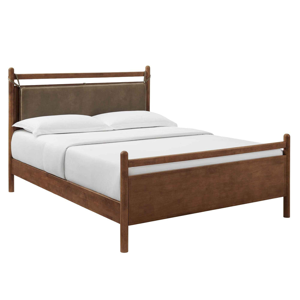 Leni Full Size Vegan Leather and Wood Platform Bed Frame by Modway
