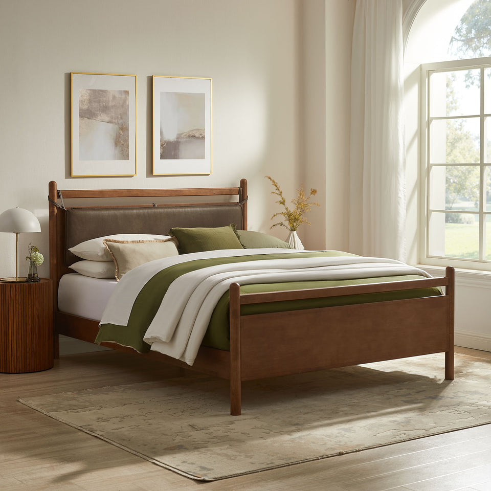 Leni Full Size Vegan Leather and Wood Platform Bed Frame by Modway