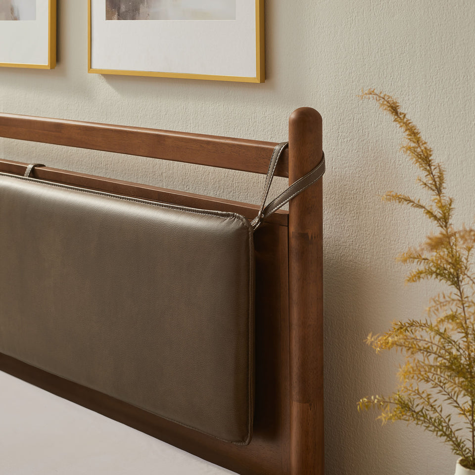 Leni Full Size Vegan Leather and Wood Platform Bed Frame by Modway
