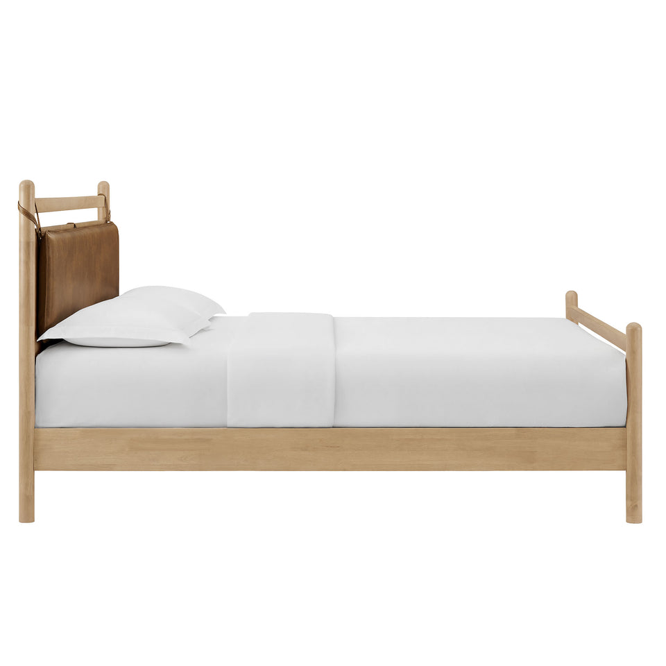 Leni King Size Vegan Leather and Wood Platform Bed Frame by Modway