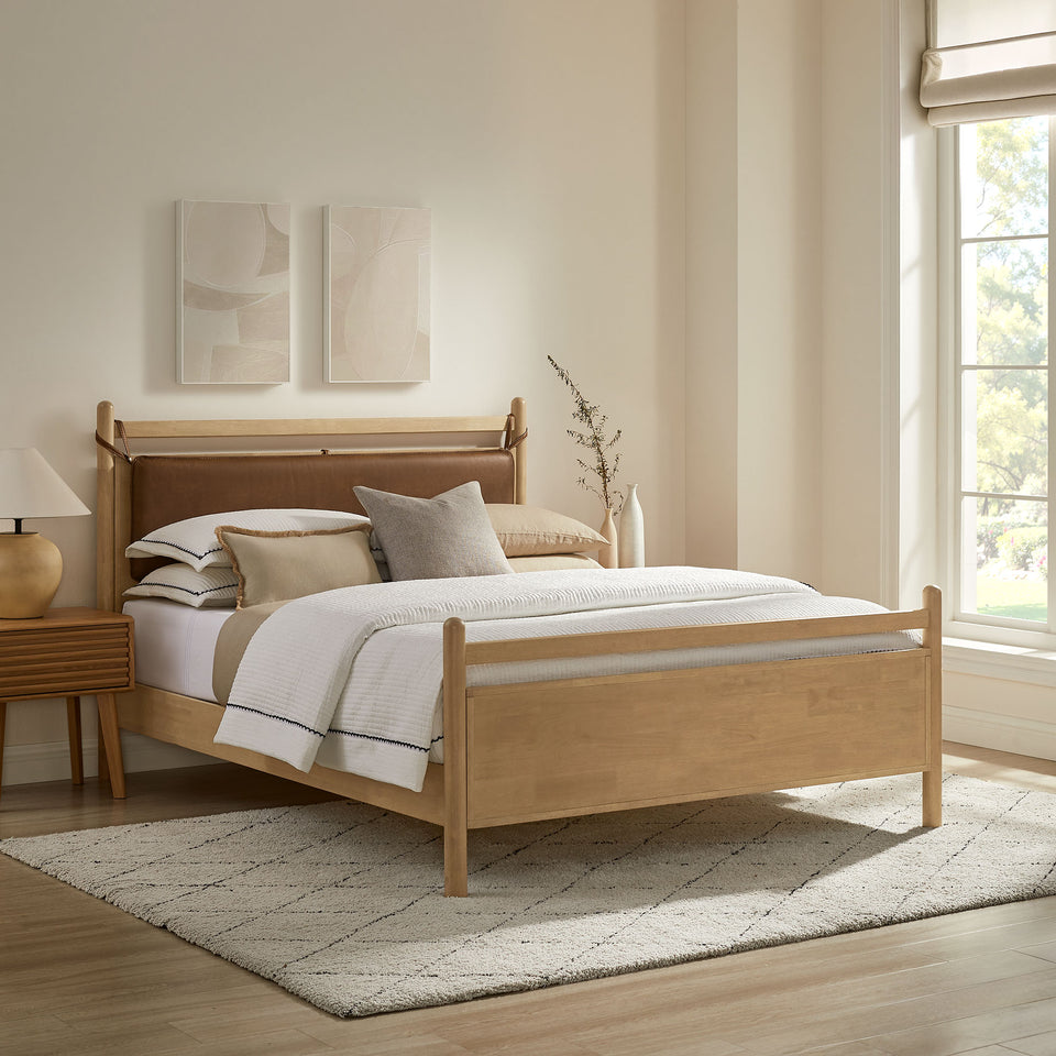 Leni King Size Vegan Leather and Wood Platform Bed Frame by Modway