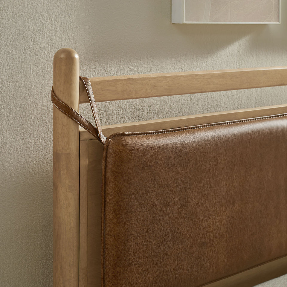 Leni King Size Vegan Leather and Wood Platform Bed Frame by Modway