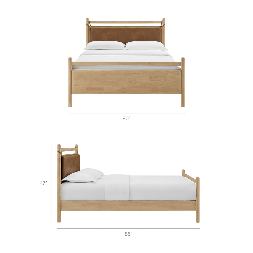 Leni King Size Vegan Leather and Wood Platform Bed Frame by Modway