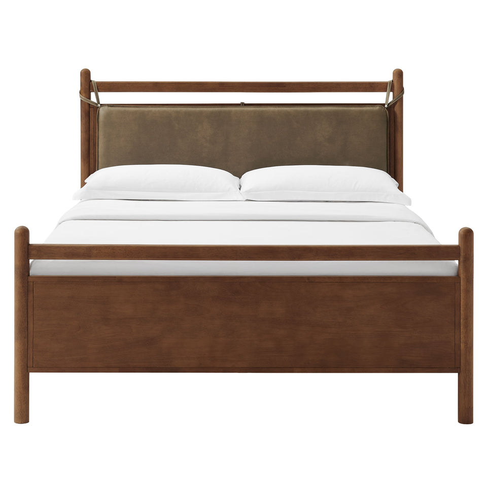 Leni King Size Vegan Leather and Wood Platform Bed Frame by Modway