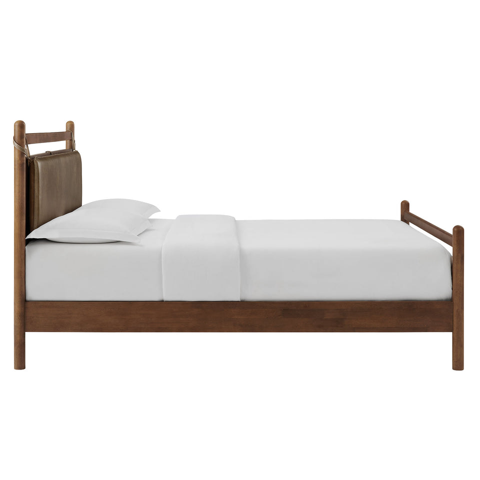Leni King Size Vegan Leather and Wood Platform Bed Frame by Modway