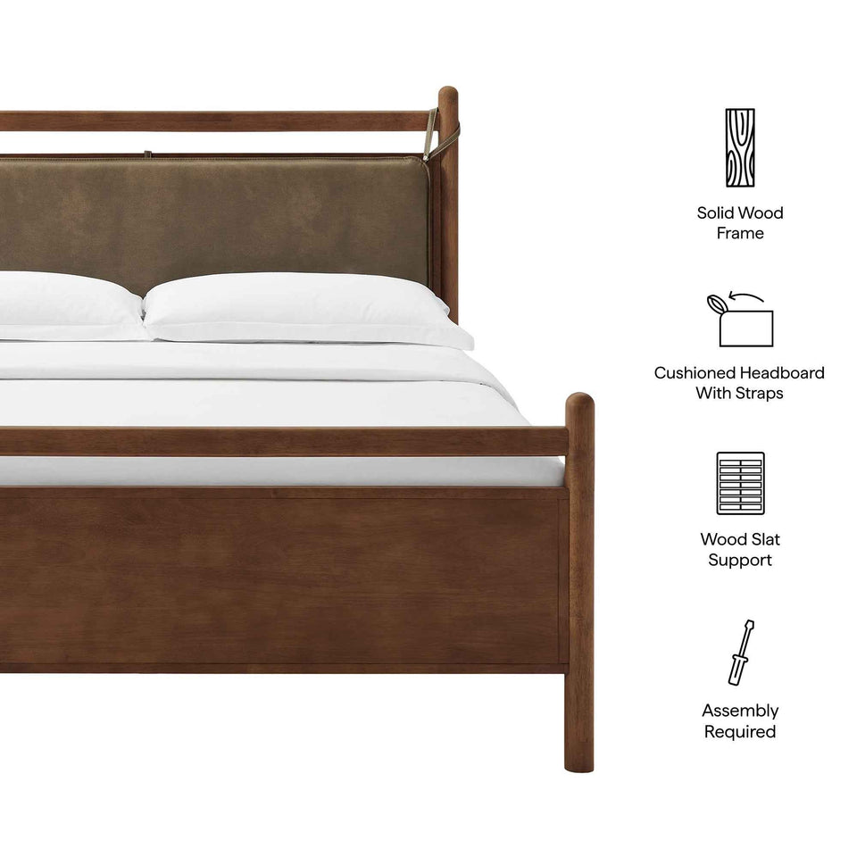 Leni King Size Vegan Leather and Wood Platform Bed Frame by Modway