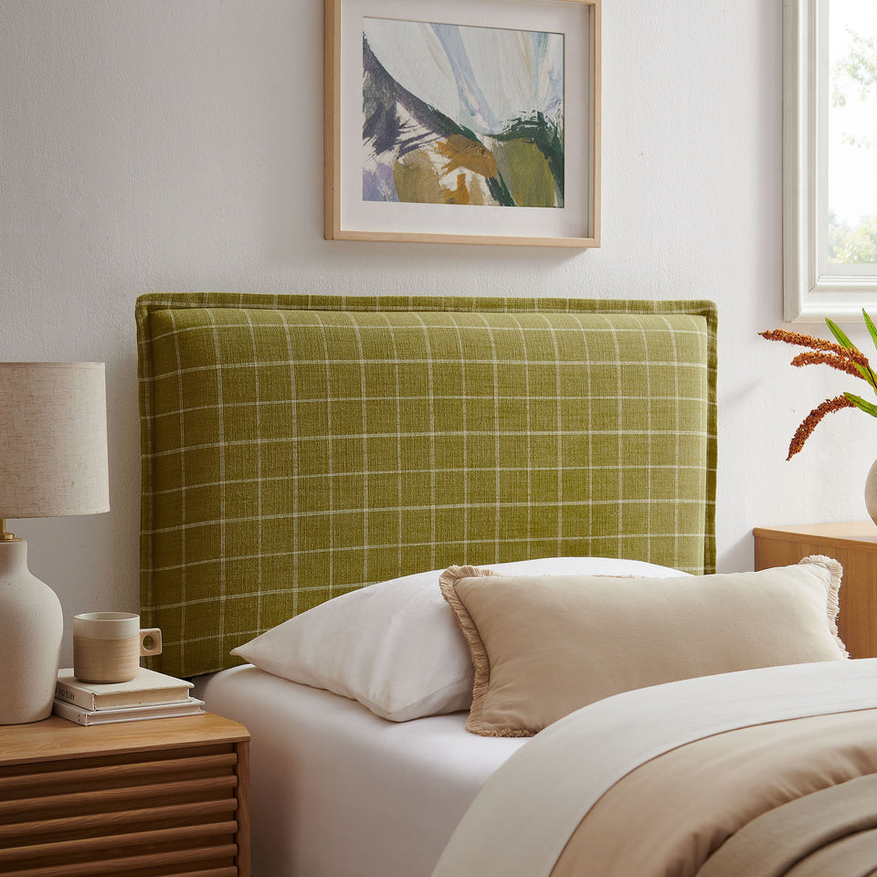 Camille Checkered Linen Blend Twin Size Headboard by Modway