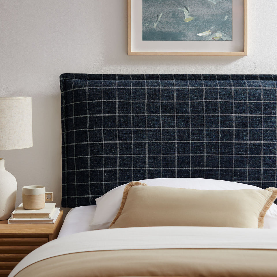 Camille Checkered Linen Blend Twin Size Headboard by Modway