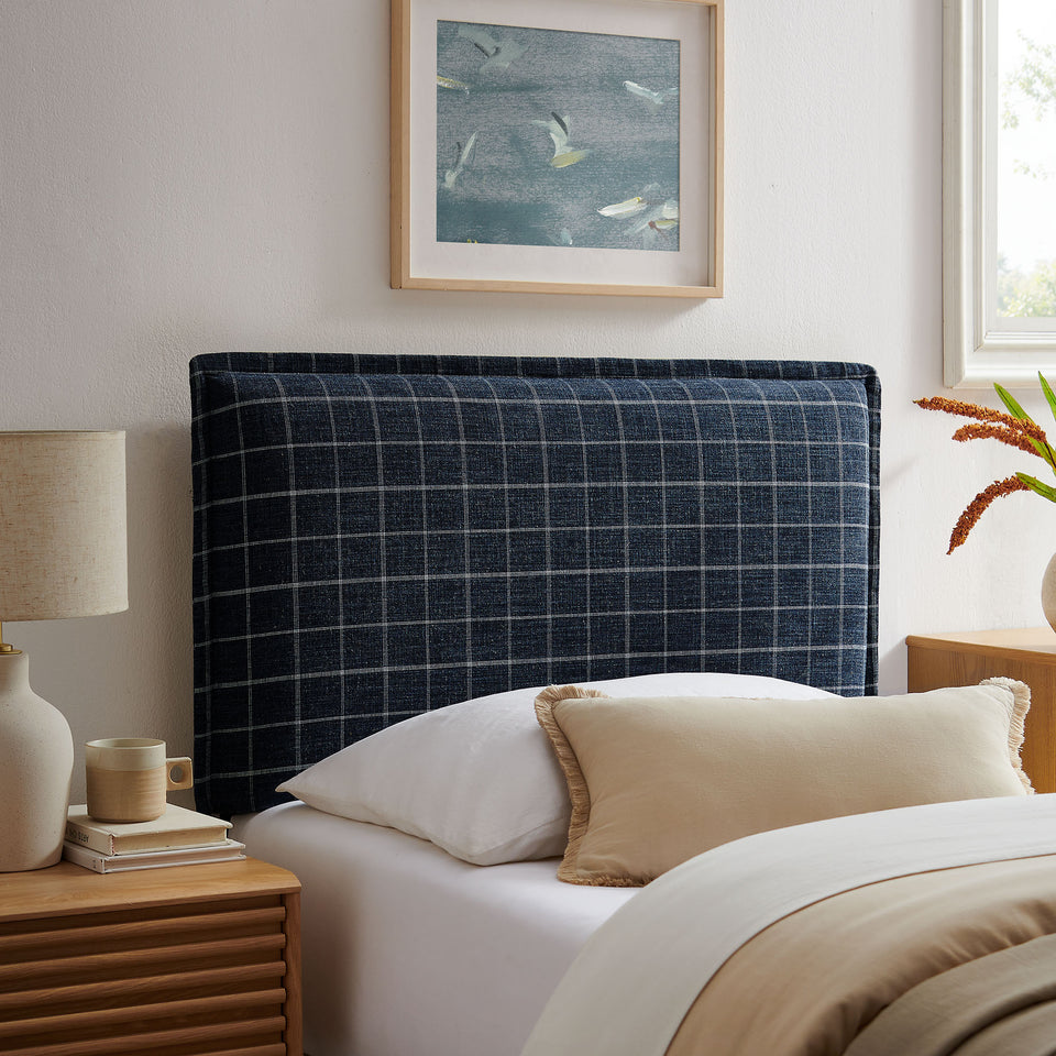 Camille Checkered Linen Blend Twin Size Headboard by Modway