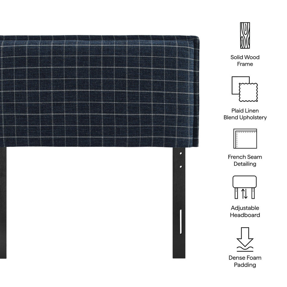 Camille Checkered Linen Blend Twin Size Headboard by Modway
