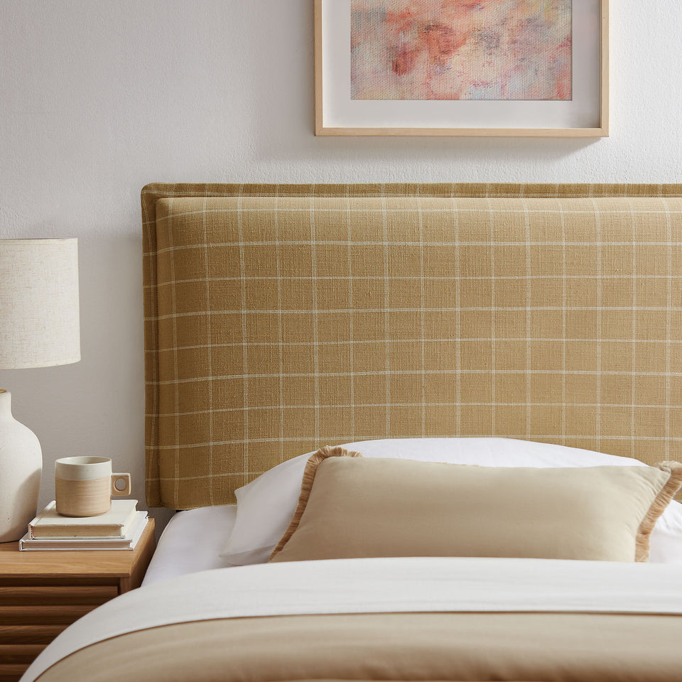 Camille Checkered Linen Blend Twin Size Headboard by Modway