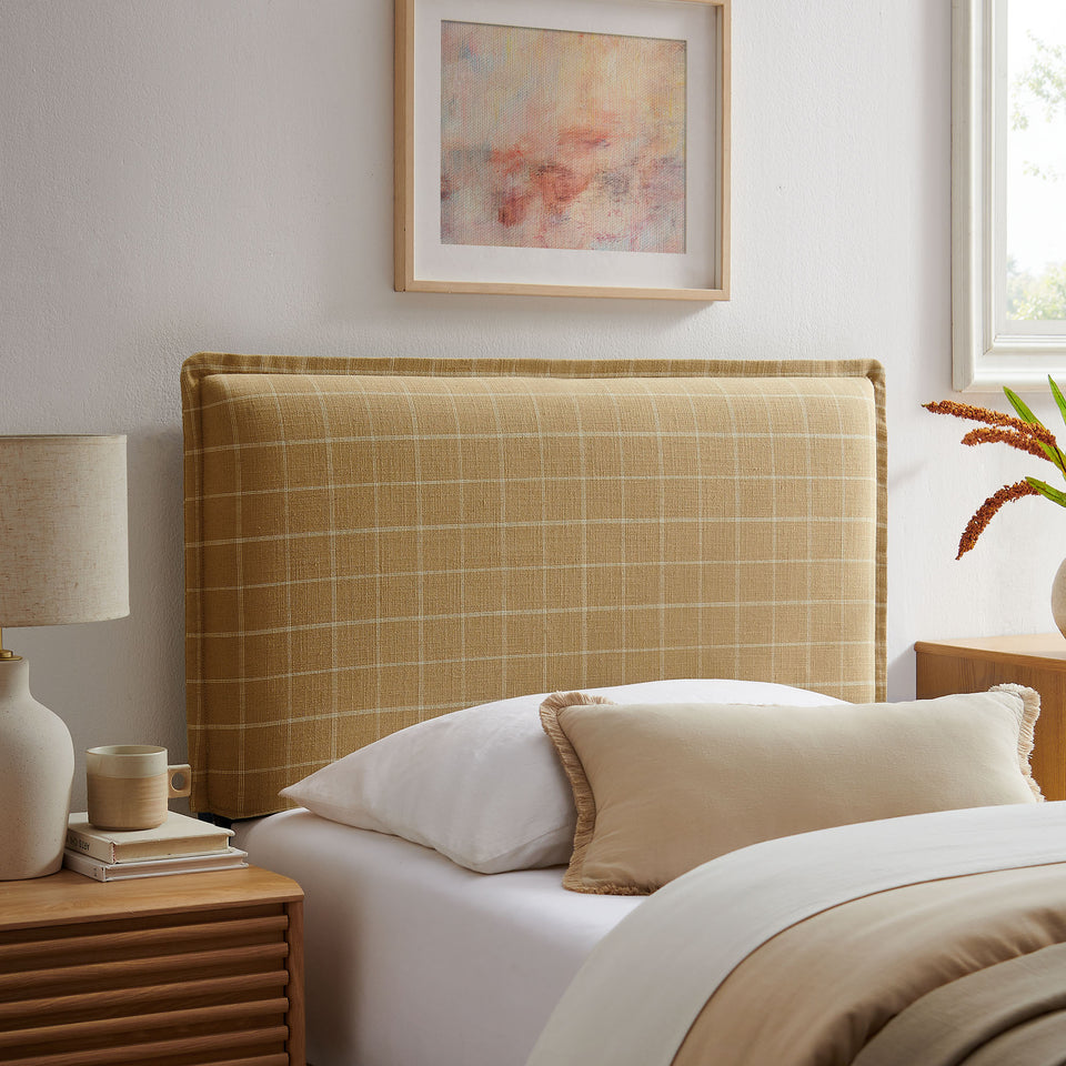 Camille Checkered Linen Blend Twin Size Headboard by Modway