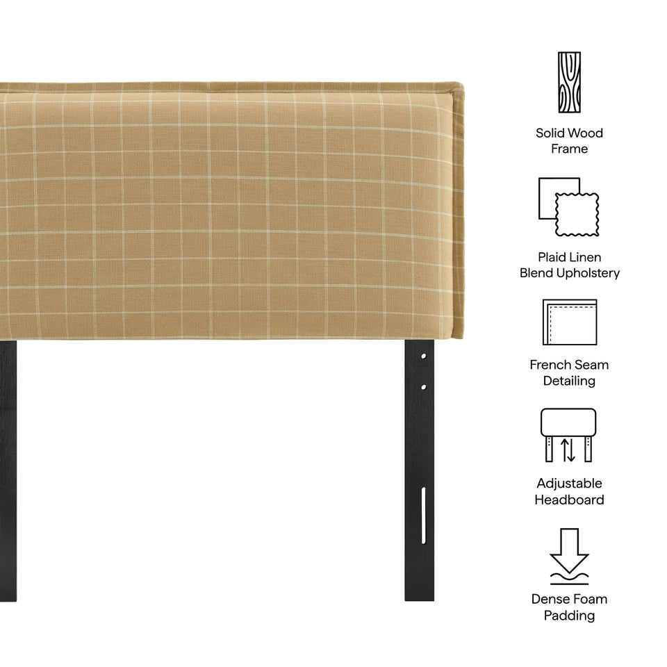 Camille Checkered Linen Blend Twin Size Headboard by Modway