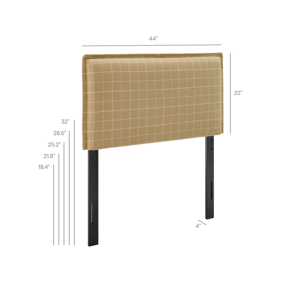 Camille Checkered Linen Blend Twin Size Headboard by Modway