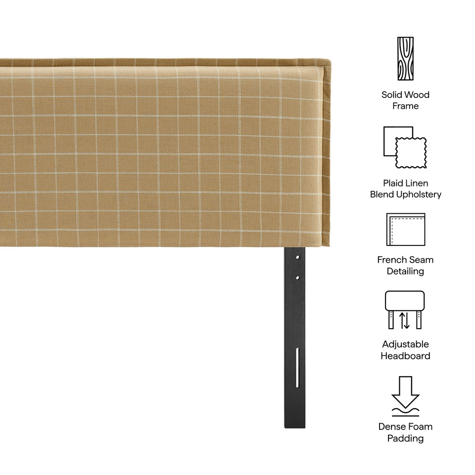 Camille Checkered Linen Blend Queen Size Headboard by Modway