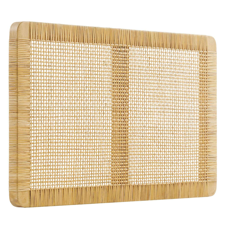 Sandy Wall Mounted Wood and Rattan Twin Size Headboard by Modway