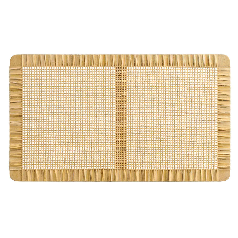 Sandy Wall Mounted Wood and Rattan Twin Size Headboard by Modway