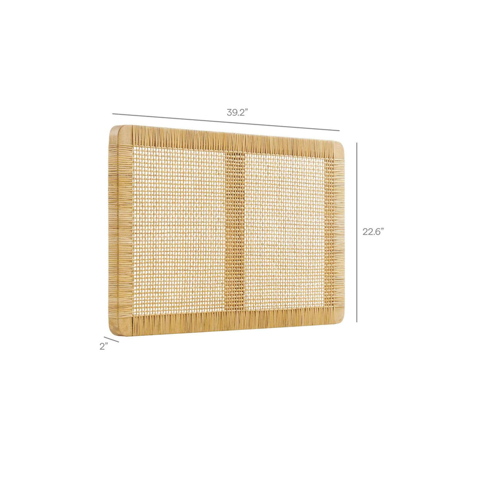 Sandy Wall Mounted Wood and Rattan Twin Size Headboard by Modway