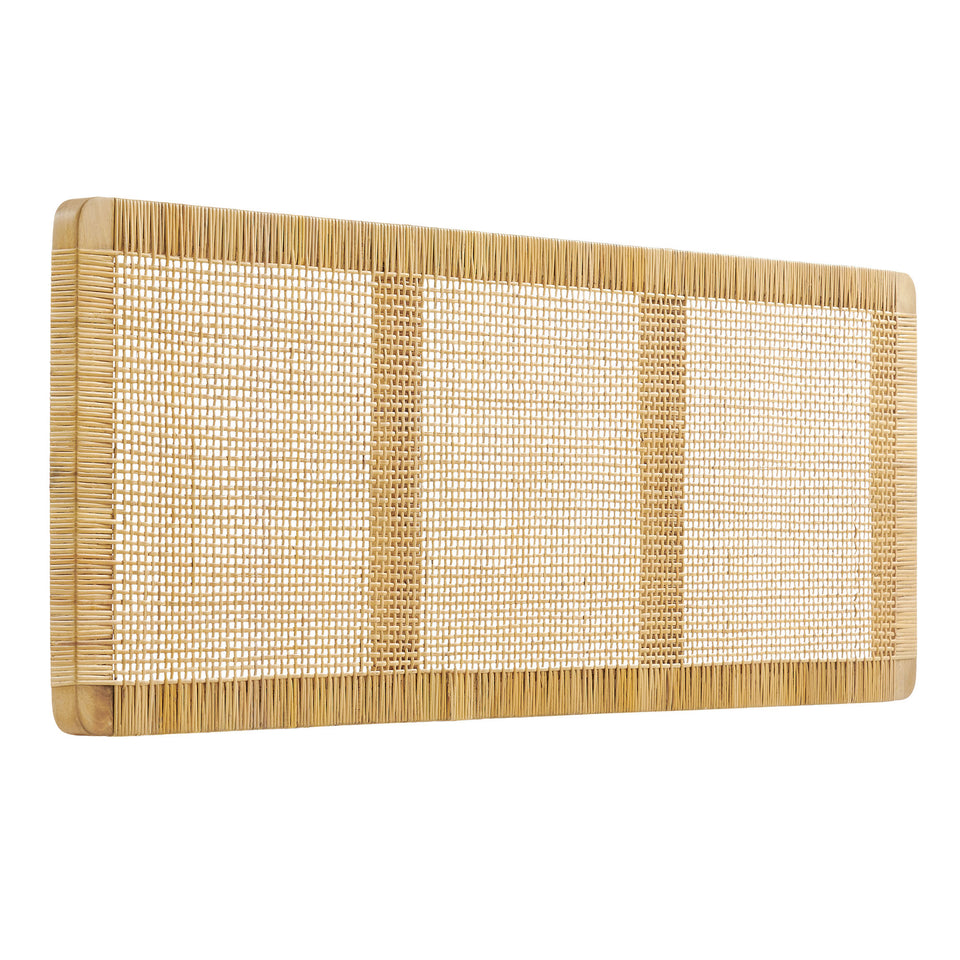 Sandy Wall Mounted Wood and Rattan Full Size Headboard by Modway