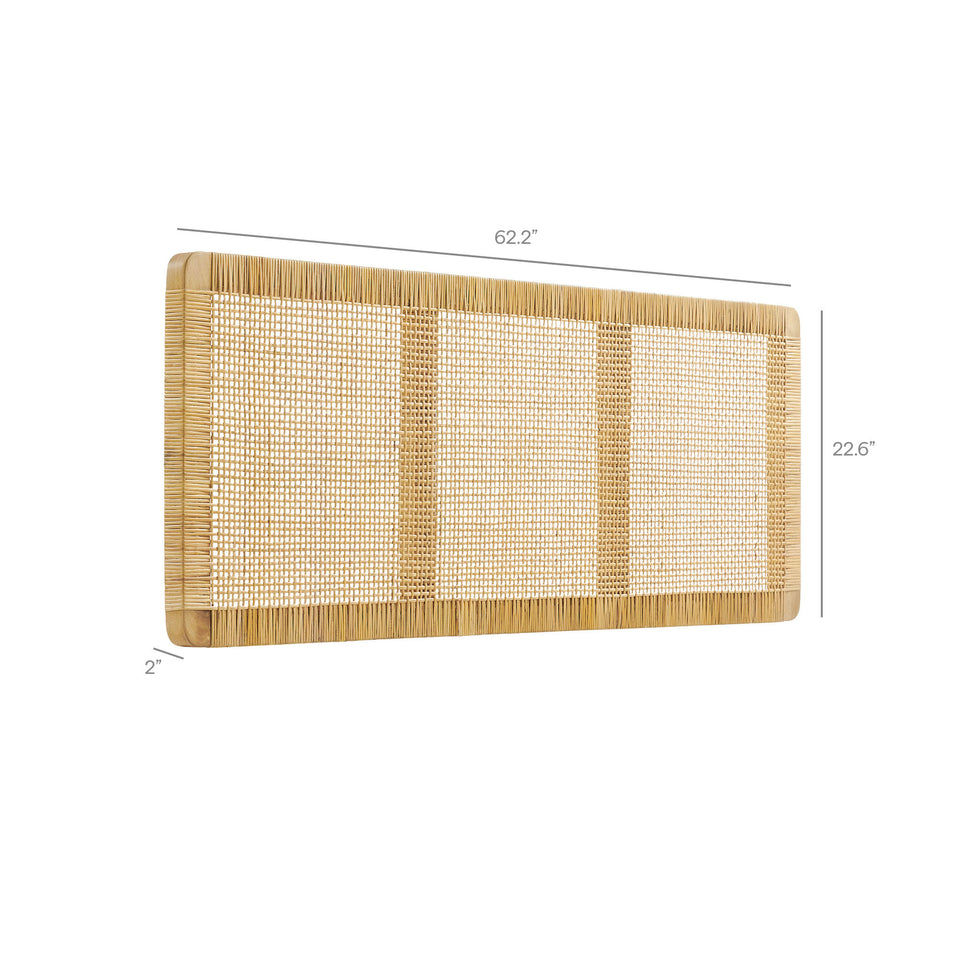 Sandy Wall Mounted Wood and Rattan Queen Size Headboard by Modway