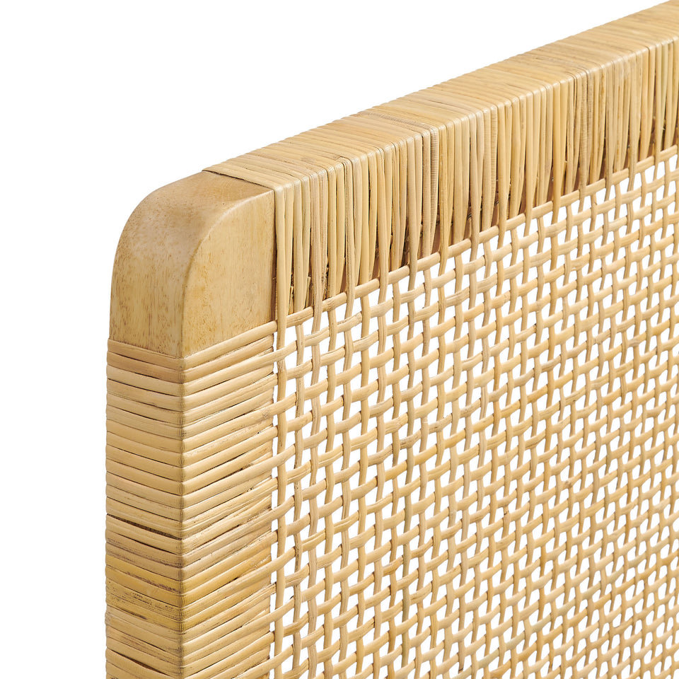 Sandy Wall Mounted Wood and Rattan King Size Headboard by Modway