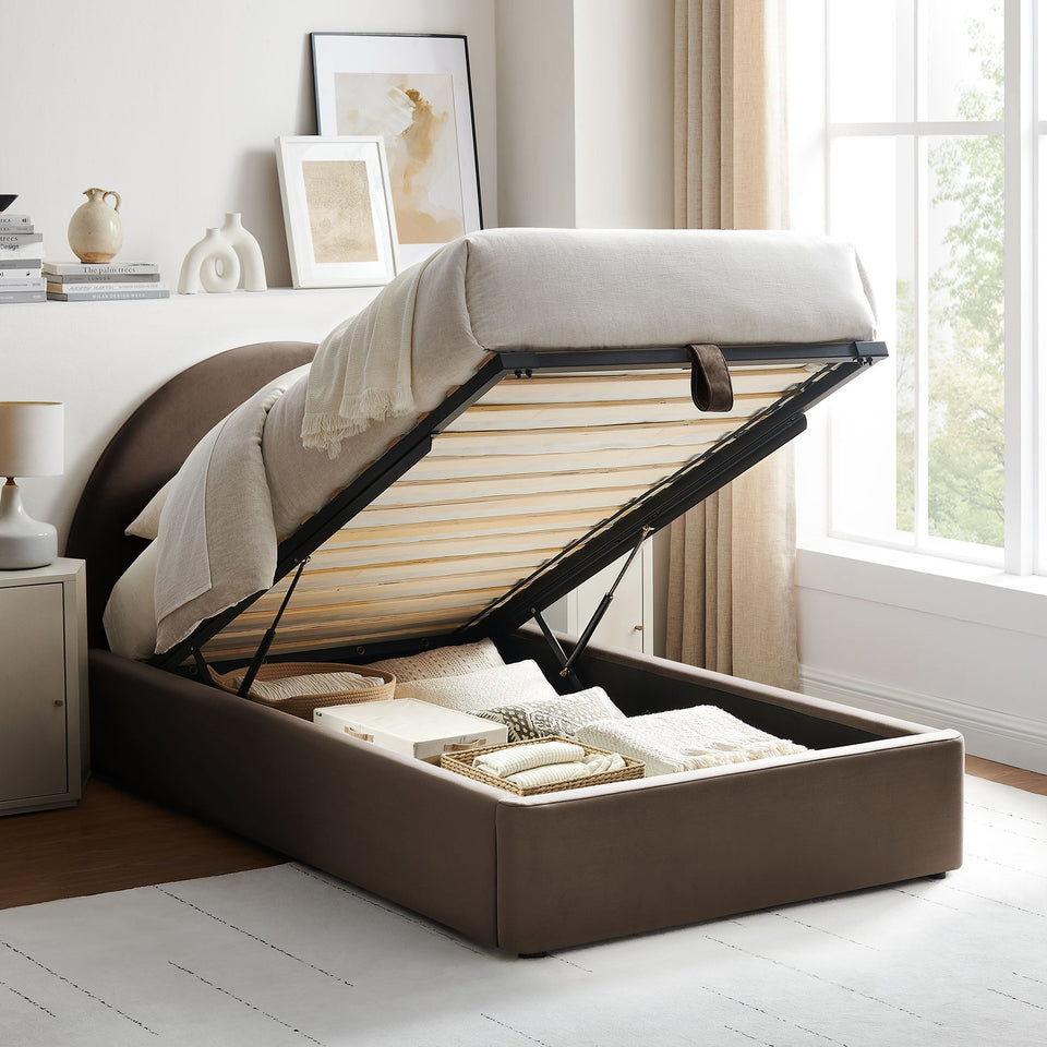 Resort Arched Performance Velvet Storage Platform Bed Frame by Modway