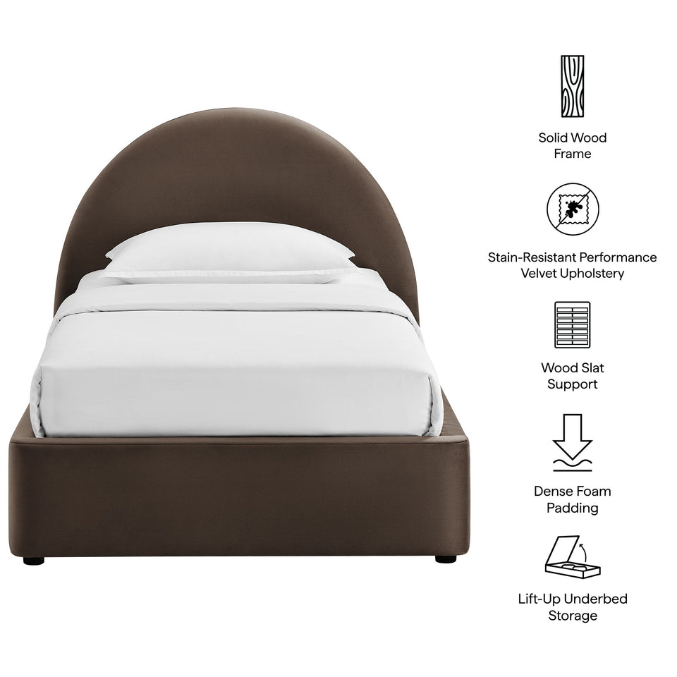 Resort Arched Performance Velvet Storage Platform Bed Frame by Modway
