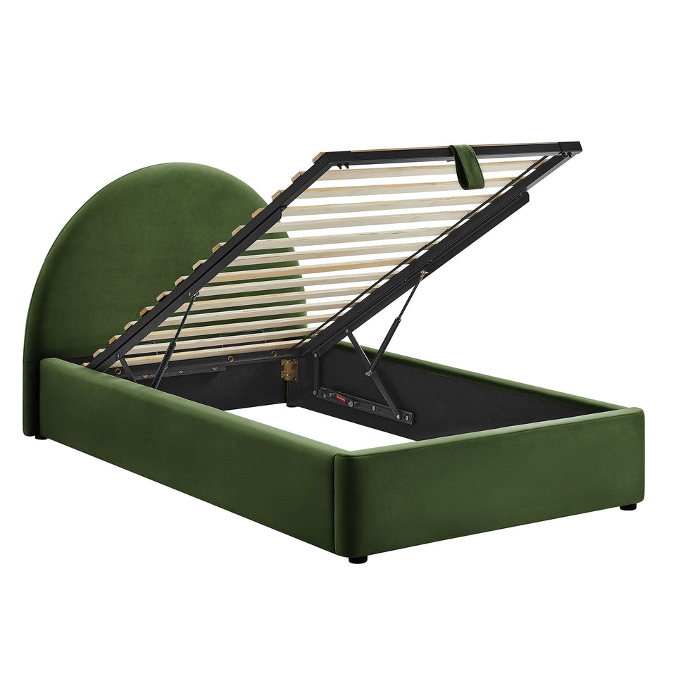 Resort Arched Performance Velvet Storage Platform Bed Frame by Modway