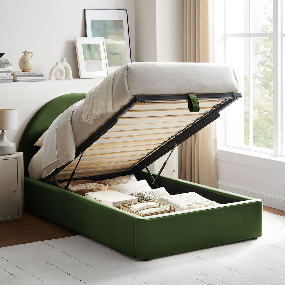 Resort Arched Performance Velvet Storage Platform Bed Frame by Modway