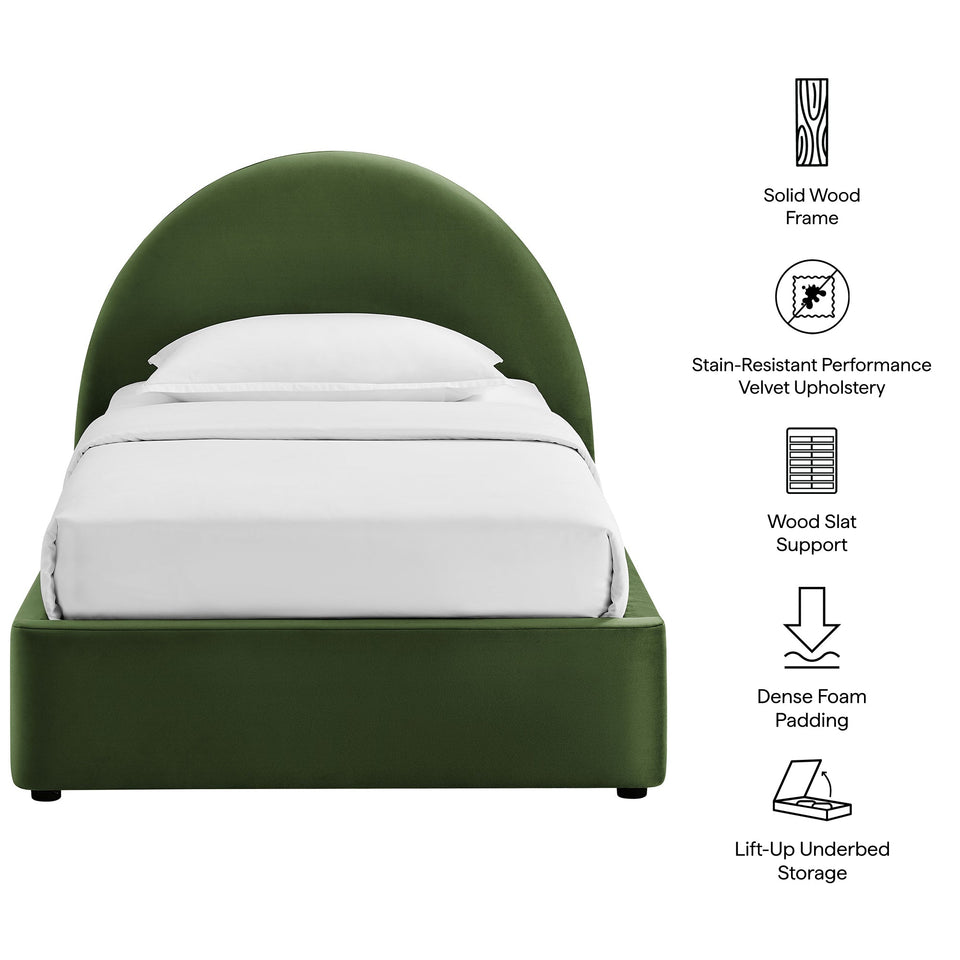 Resort Arched Performance Velvet Storage Platform Bed Frame by Modway