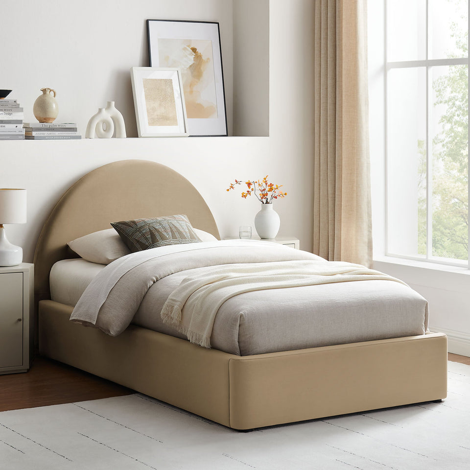 Resort Arched Performance Velvet Storage Platform Bed Frame by Modway