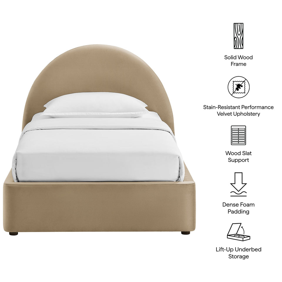 Resort Arched Performance Velvet Storage Platform Bed Frame by Modway