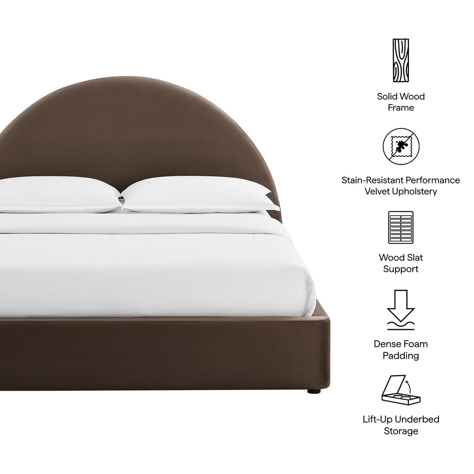 Resort Arched Performance Velvet Storage Platform Bed Frame by Modway