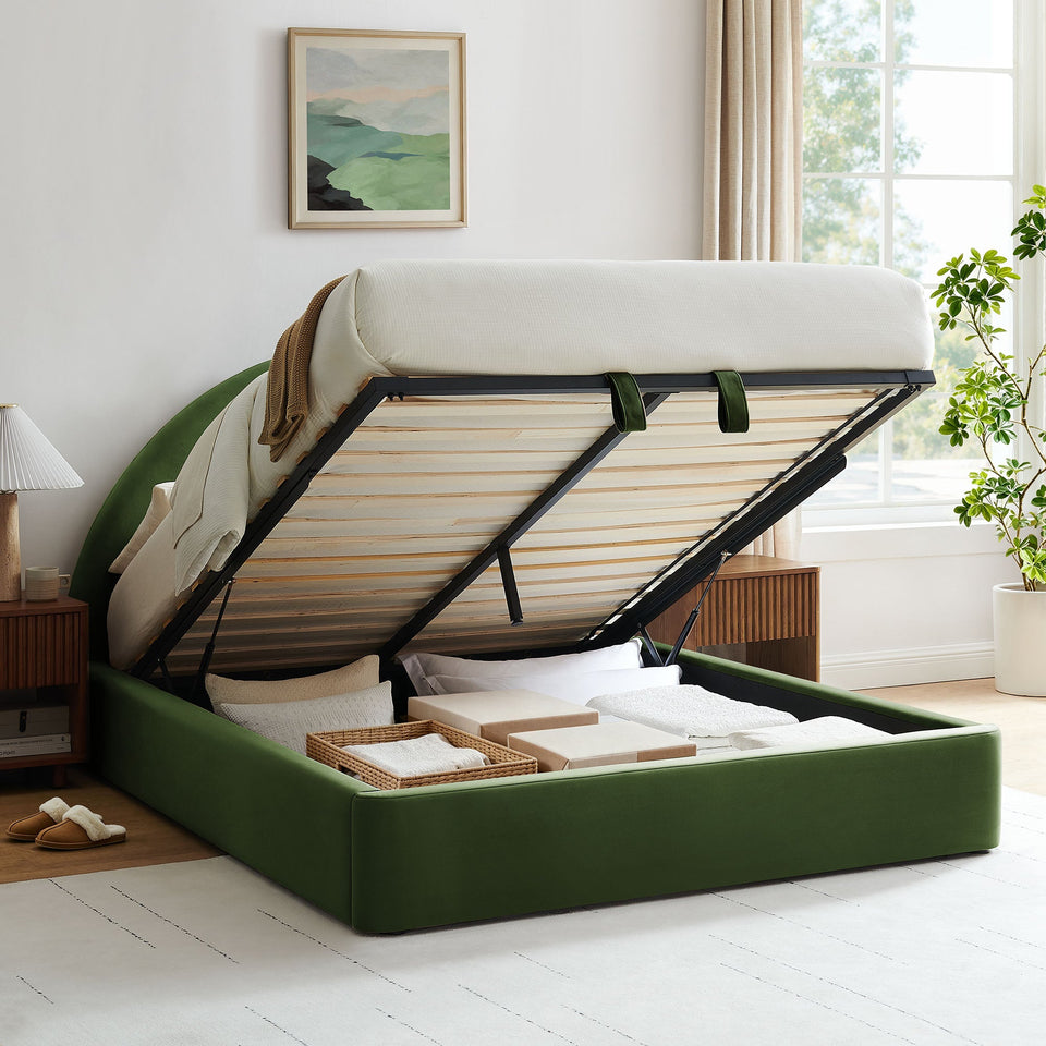 Resort Arched Performance Velvet Storage Platform Bed Frame by Modway