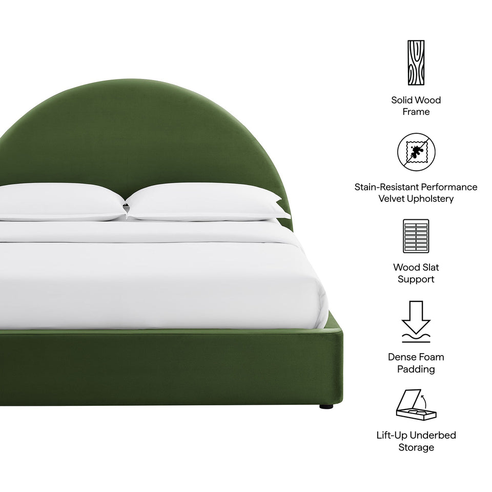 Resort Arched Performance Velvet Storage Platform Bed Frame by Modway