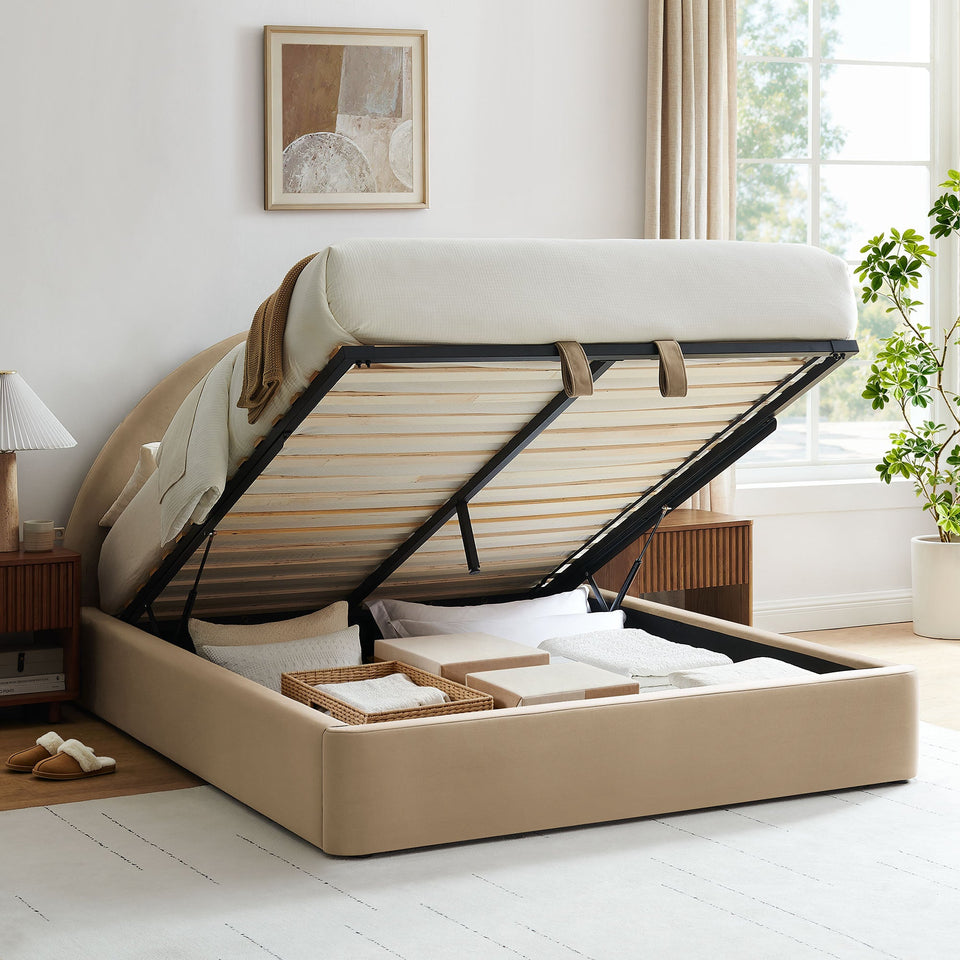 Resort Arched Performance Velvet Storage Platform Bed Frame by Modway