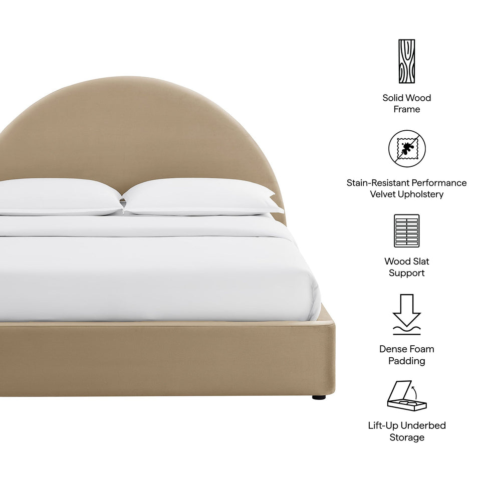 Resort Arched Performance Velvet Storage Platform Bed Frame by Modway