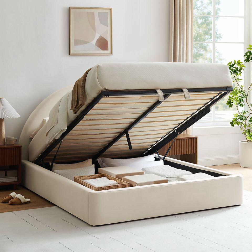 Resort Arched Performance Velvet Storage Platform Bed Frame by Modway