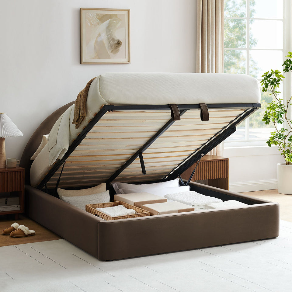 Resort Arched Performance Velvet Storage Platform Bed Frame by Modway