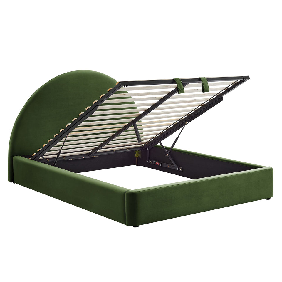 Resort Arched Performance Velvet Storage Platform Bed Frame by Modway