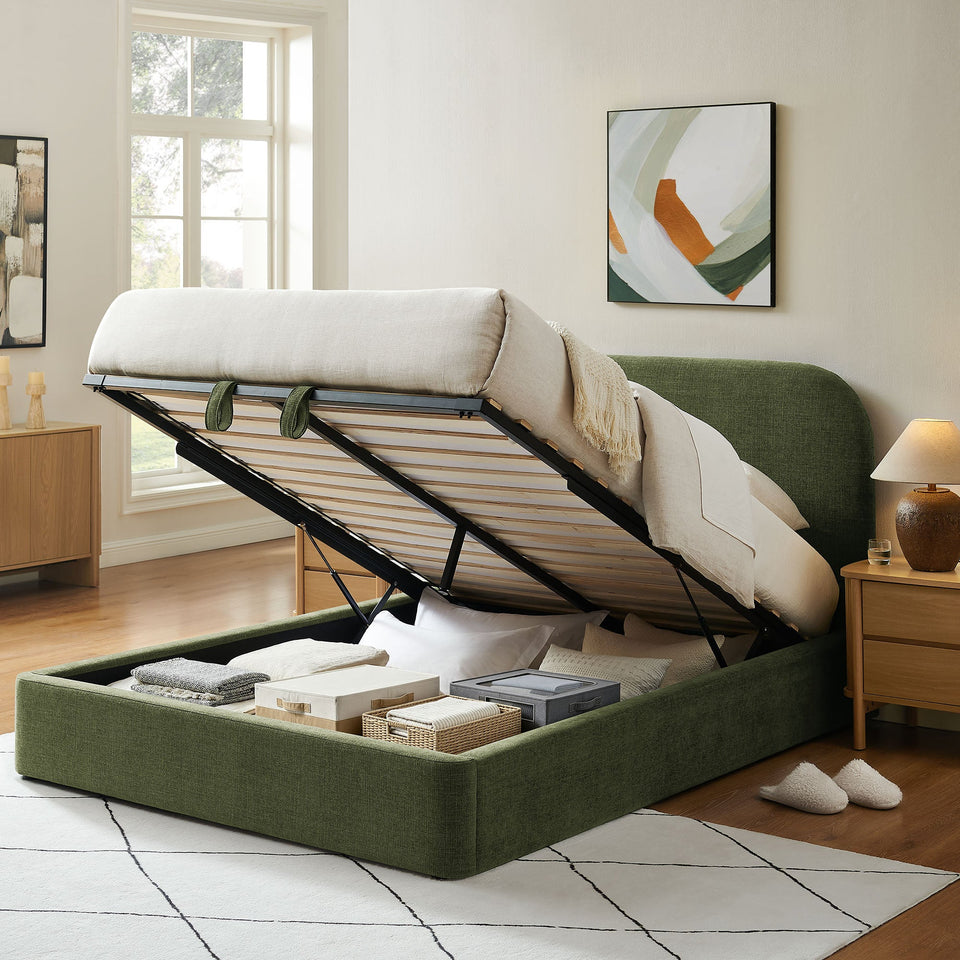 Keynote Fabric Upholstered Storage Platform Bed Frame by Modway