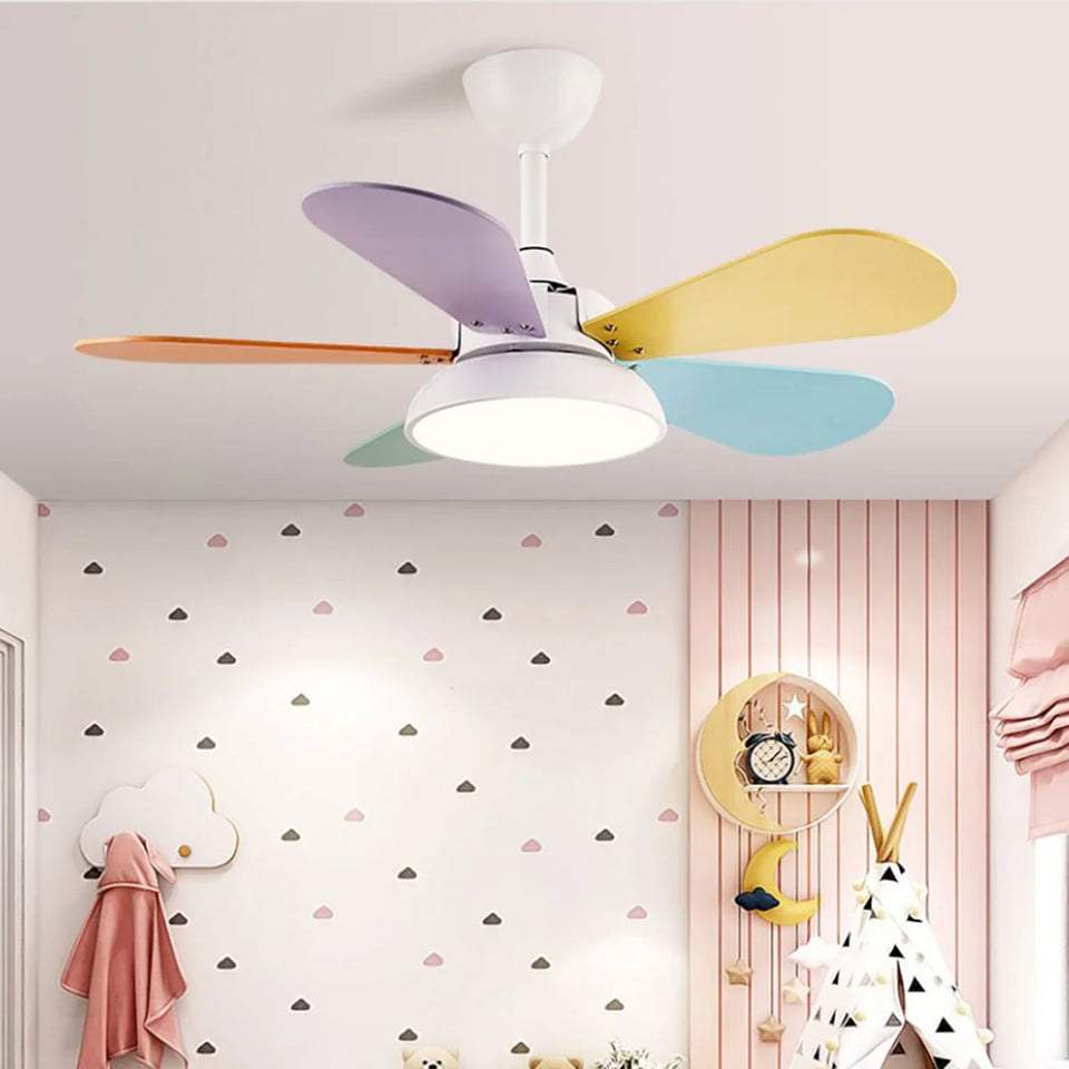 Macaron Colorful Round Ceiling Fan Light