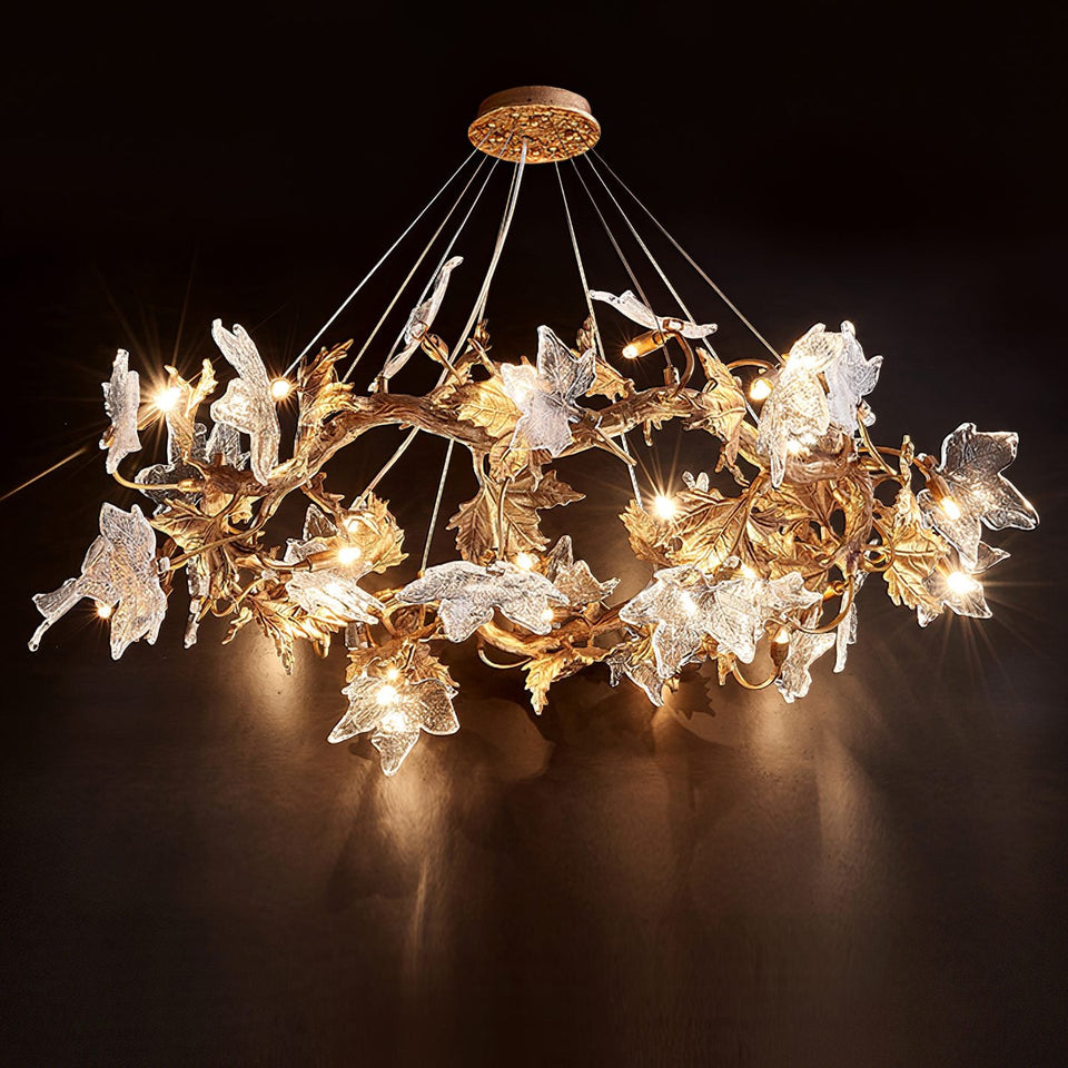 Maple Leaf Brass Chandelier