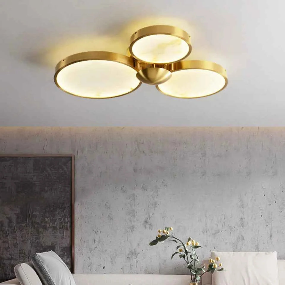 Alabaster 3 Heads Disc Ceiling Light