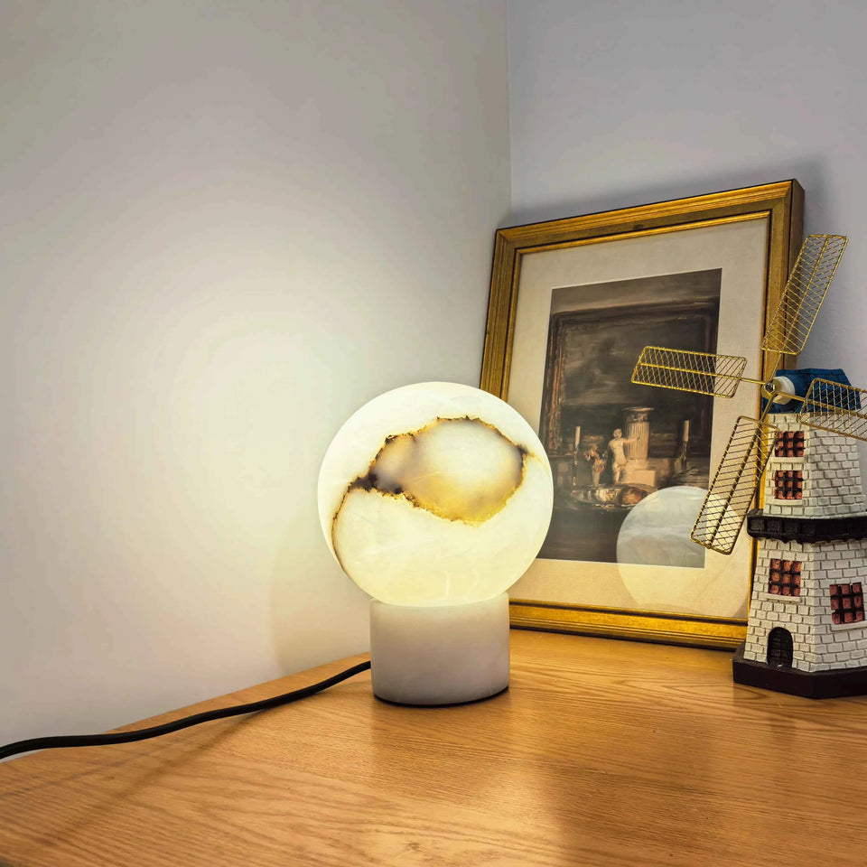 Alabaster Ball Round Table Lamp