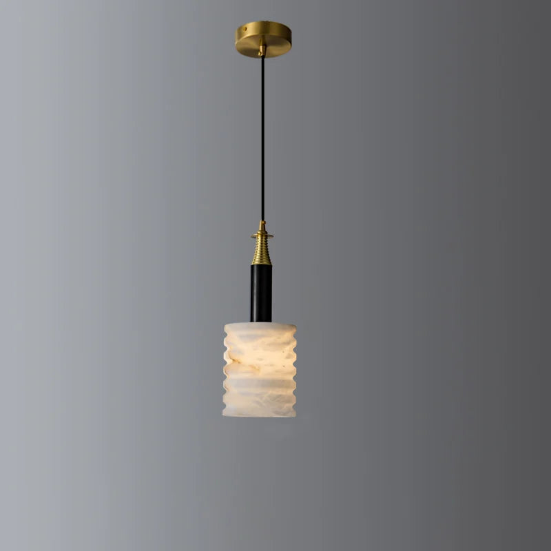 Modern Cylindrical Alabaster Pendant Lamp