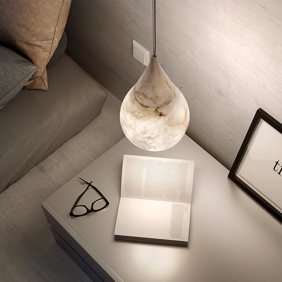 Alabaster White Raindrop Pendant Light